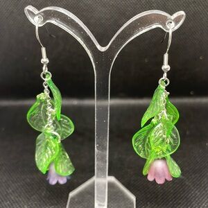 Purple Flower Dangle Earrings